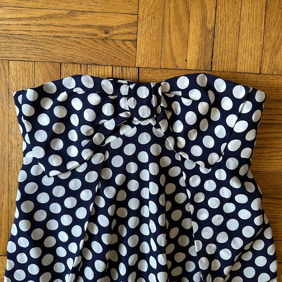 NWT! Fun navy and white polka dot strapless maxi dress by JCrew size 00 - Picture 3 of 5